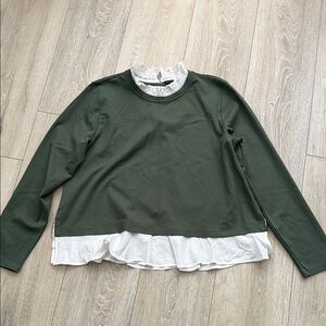 Ann Taylor Forest Green Layered Long Sleeve Top size S